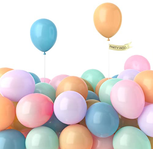 PartyWoo Luftballons Pastell, 120 Stück 5 Zoll Luftballons Pastellfarbe, Latex Luftballons, Luftballons, Latexballons, Luftballons für Geburtstagsdeko, Babyparty, Hochzeitsdeko, Taufe Deko, Partydeko