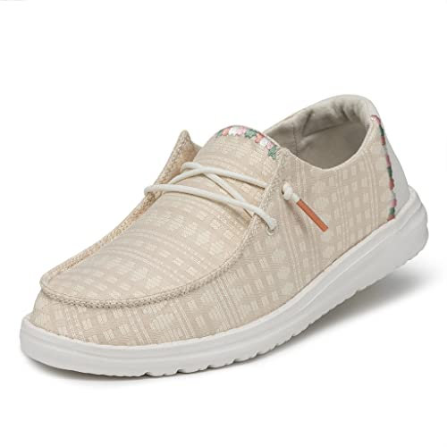 HEY DUDE Wendy Basic Damen-Mokassins, Rosafarbene Stickerei, 38 EU