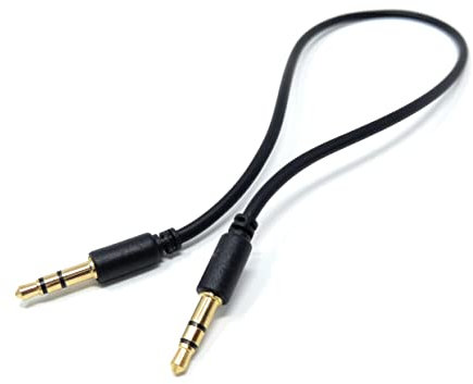 DRUT 30cm short 3.5mm Stereo Audio Jack Plug to Plug, Male to Male AUX, Slim Flexible Lead Cable 1ft Black