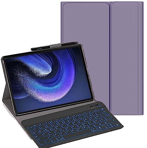 YHFZR Custodia per tastiera Xiaomi Pad 6/6 Pro 11 pollici, [QWERTZ tedesco] ultra sottile con illuminazione a 7 colori, tastiera senza fili con custodia protettiva per Xiaomi Pad 6/6 Pro 11 pollici,