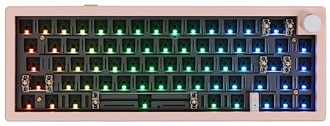 EPOMAKER EK68 65% Bluetooth Gaming Tastatur DIY Kit, Hotswap Gasket Mount PCB Mounting Plate Mechanische Tastatur mit Nach Süden Gerichteten LEDs, Triple Mode, VIA programmierbar für Win/Mac (Rosa)