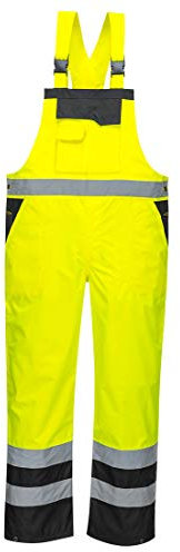 Stormway Men's Hi Vis Contrast Bib and Brace Waterproof Workwear Ulined Overall Dungarees (as8, alpha, l, regular, regular, Yellow/Black)