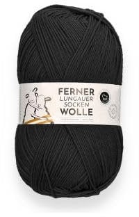 Ferner Wolle Lungauer Sockenwolle 6-fach Merino UNI 06 - Schwarz