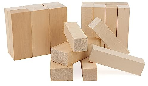 MANCHAP 20 PCS Basswood Carving Blocks Set, 2 Size Unfinished Whittling Wood Blocks for DIY Crafts