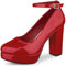 Allegra K Women's Platform Ankle Strap Chunky Heel Mary Janes Pumps Red 5 UK/Label Size 7 US
