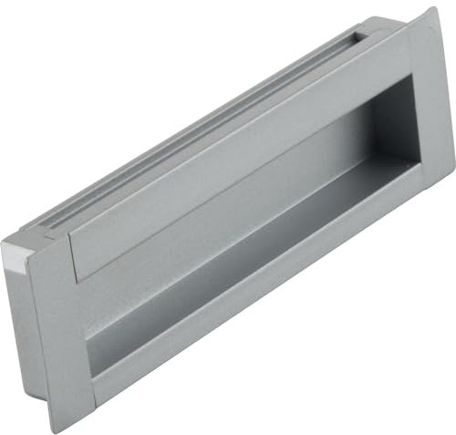 Sun Chain Muschelgriff Azha Breite 175mm - Griffmuschel zum Einlassen eckig - Griff LA 160mm, Aluminium silber