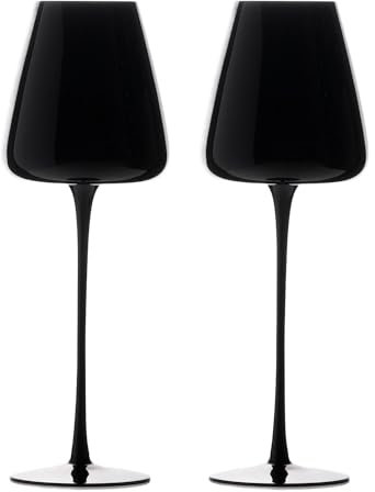 INTIRILIFE 2x Wein Glas mit modernem Design in Schwarz - 500 ml Füllmenge - Weißwein Rotwein Glas Kelch Spülmaschinenfest Kristallglas stoßfest