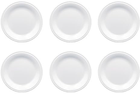 Dekorah 6 assiettes plates en mélamine, assiettes blanches résistantes pour service de table, lavables au lave-vaisselle, fabriquées en Italie