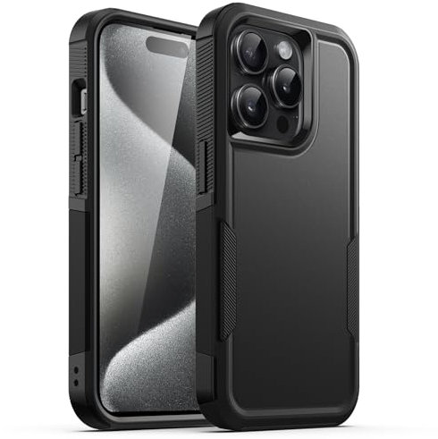 JETech Case for iPhone 15 Pro Max 6.7-Inch, Heavy Duty Dual-Layer Rugged Protection, Shockproof Protective Tough Phone Cover with Matte Back (Black)