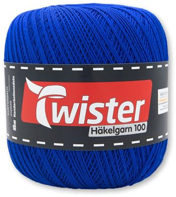 Frida's Wollhaus Twister 100 g Häkelgarn 100 Baumwolle mercerisiert gekämmt gasiert 18 Farben (55 | Royal)
