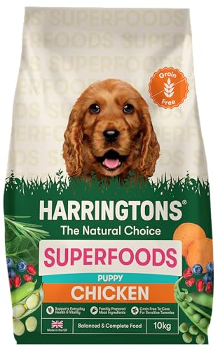 Harringtons Superfoods Puppy Nourriture sèche complète pour Chiens, sans céréales et hypoallergénique, avec Poulet et légumes, 10 kg, fabriquée à partir d'ingrédients entièrement naturels