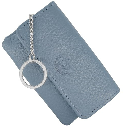Baur - Damen Schlüsseletui echtes Leder mit Schlüsselring (Tauben-Blau) | Schlüsselmäppchen mit Metall-Schlüsselring, Druckknopfverschluss, Reißverschlussfach für Scheine, Münzen & Karten