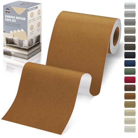 Flicken Stoff, 10 x 200 cm Leinwand Selbstklebend, Braun, Wasserdicht für Sofa Zelt Möbel Autositz Liege