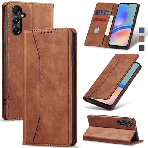 Jasonyu Coque pour Samsung Galaxy A05S, Housse Etui en Cuir PU Portefeuille [Antichoc] [Magnétique] [Porte Cartes] [Stand Fonction] Flip Coque (Brun)