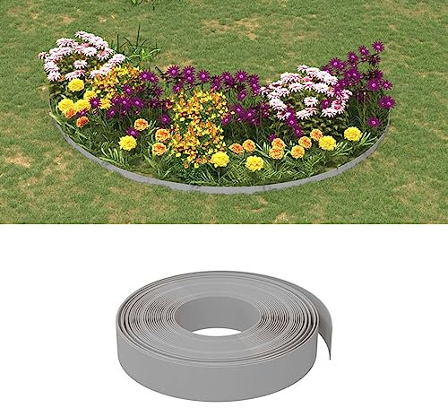 BaraSh Rasenkanten 3 STK. Grau 10 m 10 cm Polyethylen Rasenkante Kunststoff Begrenzungssperre