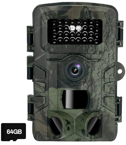 GOXAEEE Wildkamera mit Bewegungsmelder Nachtsicht, 36MP 1080P HD Wildtierkamera,0.3s Jagdkamera,940NM unsichtbares Infrarot nachtsichtkamera für Wildbeobachtung,IP66 Wasserdicht (Mit 64G-Karte)