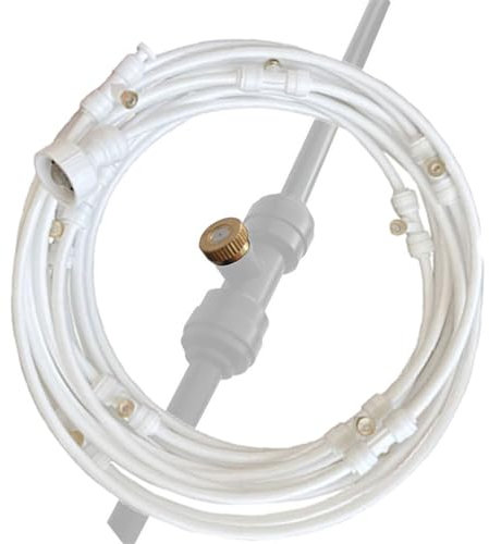 Misting Cooling System DIY Plant Watering Devices Misting Cooling System Fog Cooling Misting Line + Mist Nozzles +3/4 Faucet Adapter, Water Mist Hose for Outside Patio Garden Greenhouse Umbrella ( S