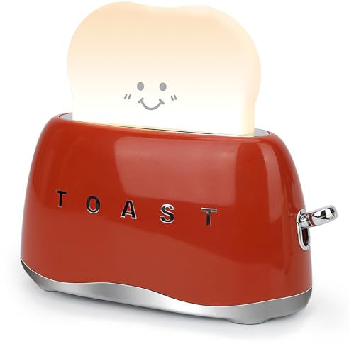 QANYI Retro Decor Toaster Lamp, Imitate Stainless Steel, Red, Desk Decor Toast Light