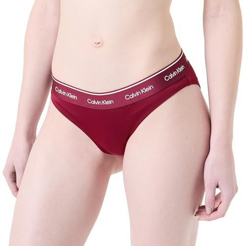 Calvin Klein Bas de Bikini Femme avec Ceinture Emblématique, Rouge (Plum Glaze), S