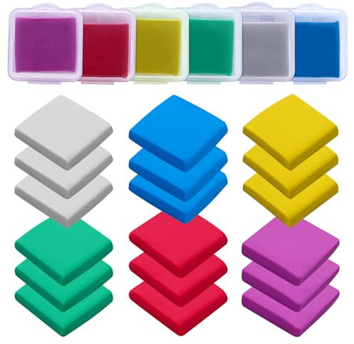 TETEWEVER 18 Stück Knetradiergummi, 3,2 x 3,5 cm Bunt Knetgummi Radierer Weich Knetbarer Radiergummi mit Transparentem Etui für Künstler Kinder Schulbedarf