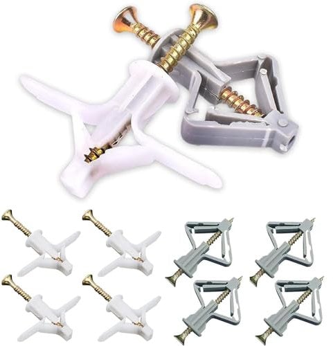 Set di tasselli per cartongesso, tasselli per cavità M8, con viti, tasselli per cavità a farfalla e tasselli per cartongesso a forma di aereo, per installazione in pareti con cavità, 100 pezzi