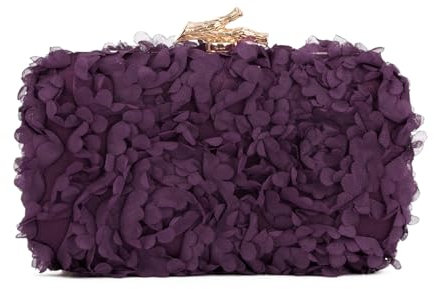 Syrads Flower Borsa Pochette Borsa Da Sera Borse Floreali con Catena per Matrimonio,Viola intenso