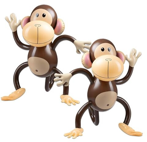 2 Palloncini a Forma di Scimmia - Decorazioni per Feste in Piscina, Giocattoli, Animali - Tema Giungla, Gonfiabili per Piscina