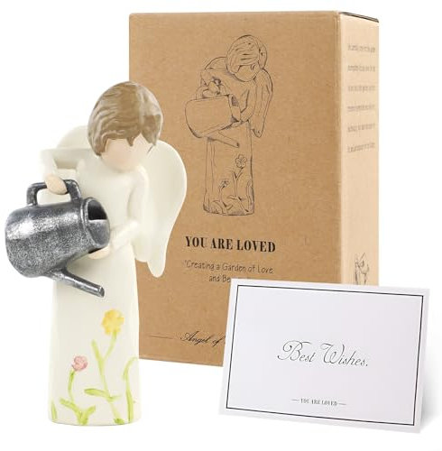 JINGIHE Jingle Gartengeschenke für Frauen, Engel des Gartens gießen, Hoffnung und Liebe züchten, handbemalte Engelsfigur, Freundschaften feiern & grüne Daumen