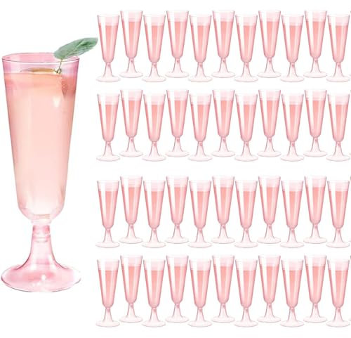 JMIATRY 50 Stück Sektgläser Plastik 150ML Sektgläser Kunststoff Champagner Gläser Weingläser Plastik für Hochzeiten, Partys, Abendveranstaltungen