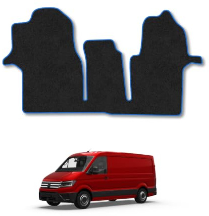 Fits VW Crafter (2017+) Carpet Car Mats | Blue Edge Trim Tailored Fit Floor Mats Full Coverage Protection Accessories Easy Clean Anti Slip Made in the UK