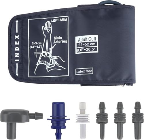 Brazalete de presión arterial extra grande de 22 a 52 cm, brazalete eléctrico de repuesto con 6 conectores, brazalete ajustable para monitor de presión arterial grande para adultos, compatible con la