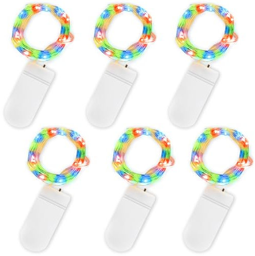 Jsdoin LED Mini Lichterkette mit Batterie, 6x20er Micro Lichterkette außen Batterie, 2M DIY kleine Lichterketten Wasserdicht für Party Hochzeit Weihnachten Beleuchtung Deko (Mehrfarbig)