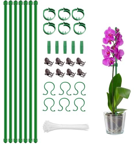 UCLEVER 15Pcs Orchid Sticks 12inch Adjustable Length Plant Support Stake Clips for Potted Tomato Rose Amaryllis Vegetables (75)