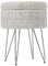 INMOZATA Chenille Round Ottoman Footstool with Storage Dressing Table Stool Pouf Couch Stool, Silver Steel Legs for Dressing Table Bedroom Living Room (White Grey)