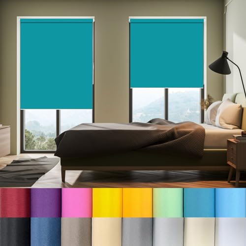 Sky Blue Blackout Curtain 70 x 90 cm Easy Install Roller Shade Opaque Window Blinds for Caravan Door Light Blocking Stylish Home Decor
