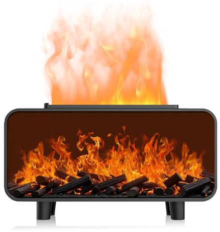 diceevil Difusor de Aromas con Chimenea LED, Efecto de Llama de 7 Colores, Apagado Automático Sin Agua, Difusor de Aceite Esencial de 200 Ml para El Hogar