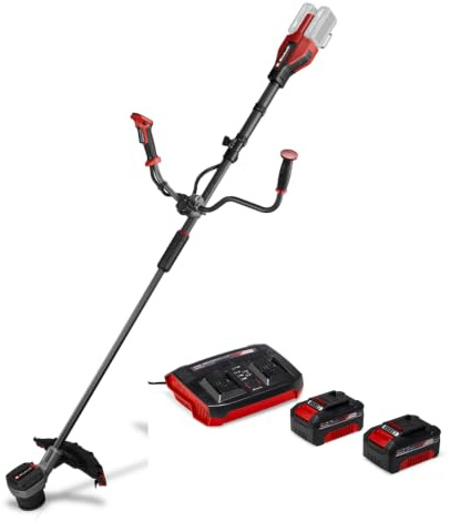 Einhell Professional Débroussailleuse sans fil GP-BC 36/430 Li BL-Solo Power X-Change (36V, moteur sans charbon, largeur coupe 43cm, bobine double fil, lame 3 dents) + Twincharger et 2 Batteries 4,0Ah