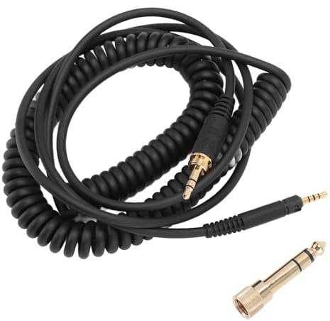 POENVFPO Coiled Headphone Sound Extension Cable, Aux Cord Replacement for Sennheiser HD598 HD598Cs HD599 HD569 HD579 HD558 HD518 Headset Audio Cable with 6.35mm Adapter, 4.2 to 9.8ft Long