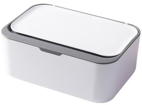 Wipes Dispenser, Wet Wipe Dispenser for Baby and Adults, Refillable Wipe Container, Keeps Wipes Fresh, One-Handed Operation, Non-Slip, 19 x 13.5 x 7.5 cm (Grey)