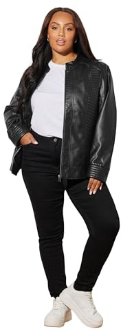 Yours Curve Biker Faux Leather Jacket - Women's - Plus Size Curve Black