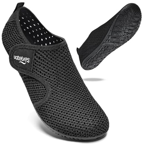 WateLves Water Shoes Barefoot Shoes Mens Women Beach Socks Aqua Swim Swimming sea Pool(Netzauge Schwarz 3.5/4)