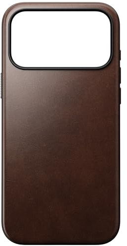 NOMAD Modern Leather Case | for iPhone 17 Pro Max | Protective Case Made of Polycarbonate and High-Quality Genuine Leather | MagSafe Compatible | Rustic Brown Horween