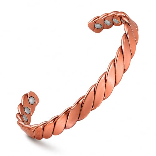 ALV Braided Copper Open Cuff Bracelet for Men & Women – Adjustable Twisted Rope Fashion Design