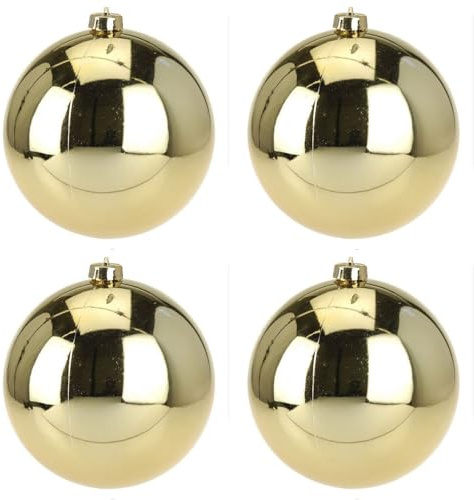Christbaumkugel Weihnachtskugel Kugel Einzeln im 2er oder 4er Set - Ø20 cm - aus Kunststoff (bruchfest) in Rot oder Gold für Innen + Außen (4, Gold)