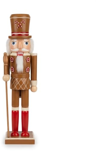 KAROLINE&CO. Weihnachtsdeko Nussknacker Figur – Klassische Weihnachtsdekorationen – Holz Nussknacker 50 cm mit Stock als dekorativer Weihnachtsschmuck