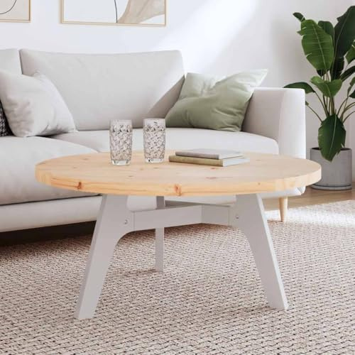 HETFTJN runde Tischplatte Massivholz Kiefer 90 cm Durchmesser 3 cm Stärke unbehandelt Rustikal Modernes Design Couchtischplatte für Esszimmer Wohnzimmer Garten Balkon