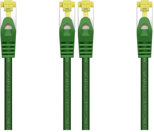 AISENS Cable De Red Latiguillo RJ45 LSZH Cat.7 600 MHz S/FTP PIMF AWG26. Verde. 2.0 m (Paquete de 2)