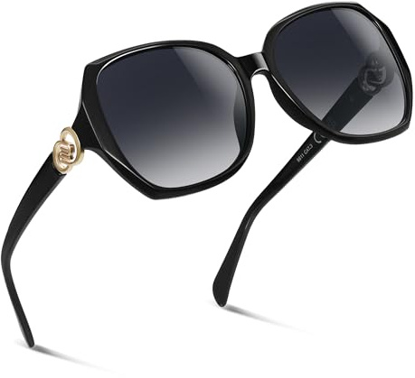 Wrimen Große-Sonnenbrille Damen-Polarisiert-Sunglasses Woman,Schwarz