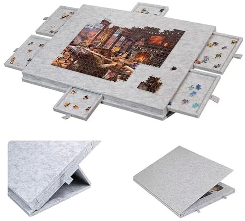 ByteRunning Puzzlebrett,Puzzletisch mit Schubladen,Neigbare Puzzle-Platte aus Filz,Puzzle-Aufbewahrungsbrett,rutschfeste Oberfläche,Einfach Verstaubau,für Hobbyisten und kreative Aktivitäten