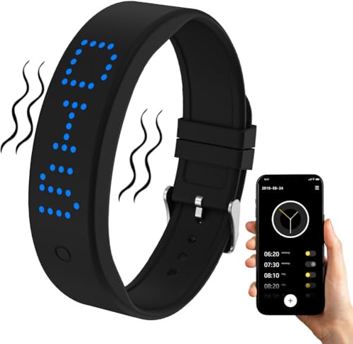 DASIAUTOEM Vibrationswecker Armband, Vibrationsalarm Erinnerung Uhr mit Timer und 8 Alarmen und Schlafüberwachung, wasserdichte Uhren mit Smartphone-Konnektivität für Kinder und Erwachsene (Schwarz)